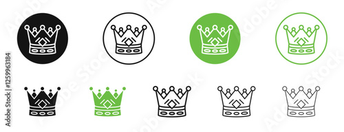 Crown icons in black and green colors collection
