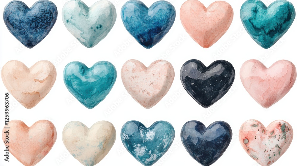 Obraz premium Colorful heart-shaped stones artisan market image gallery natural environment close-up view love and affection concept