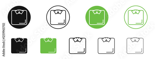 Scale icons in black and green colors collection