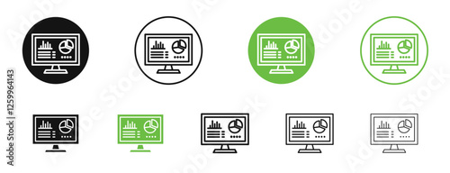 Dashboard icons in black and green colors collection
