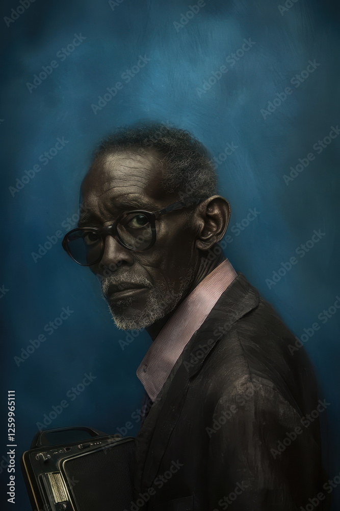 Captivating Portrait of an Elegant Mature Man Evoking Depth and Seriousness Through His Attire and Expression, Emphasizing Individuality and Confidence in a Striking Background Captivating Portrait of an Elegant Mature Man Evoking Depth and Seriousness Through His Attire and Expression, Emphasizing Individuality and Confidence in a Striking Background