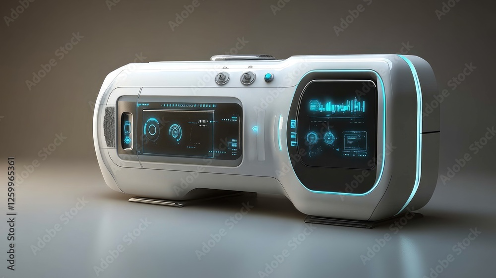Fototapeta premium A futuristic kitchen appliance concept with smart connectivity features.