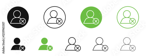 Delete user icons in black and green colors collection