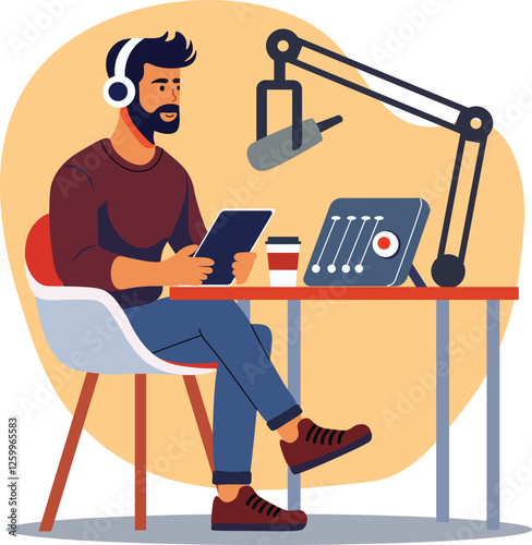 Male Influencer Broadcasting Podcast Show
