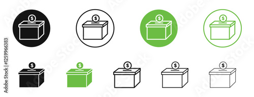 Donate icons in black and green colors collection