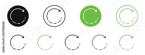 Rotate right icons in black and green colors collection