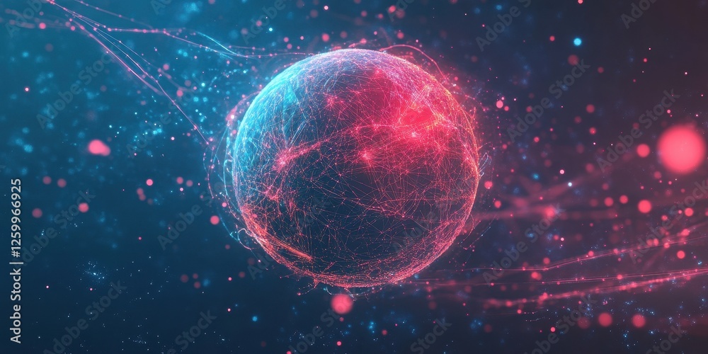 Naklejka premium Digital globe consisting of connected nodes and ethereal lines