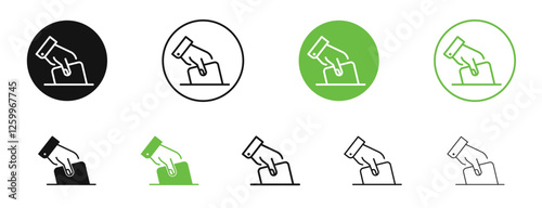 Ballot icons in black and green colors collection