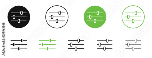 Settings sliders icons in black and green colors collection