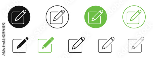 Marker icons in black and green colors collection