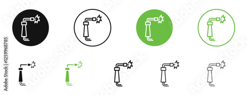 Welding icons in black and green colors collection