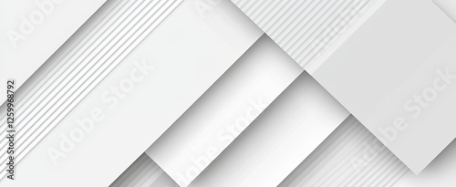 Abstract white background with texture pattern, layered geometric triangle shapes, white and grey glossy squares, abstract tech banner design. Graphic design element stripes concept for web, flyer