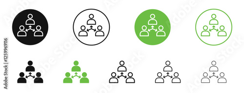 Mediator icons in black and green colors collection