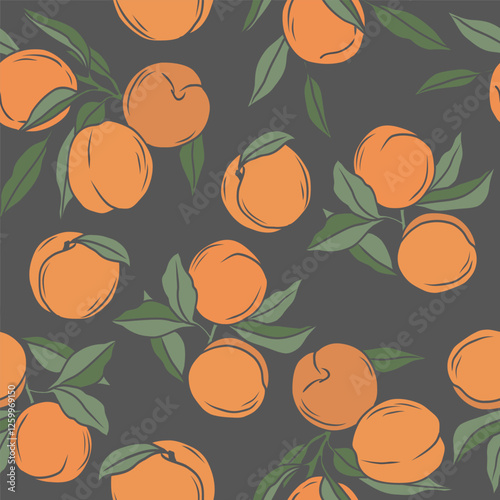 Hand drawn peach seamless pattern