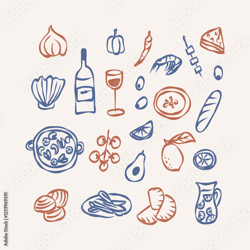 Hand drawn doodle Spanish food illustration