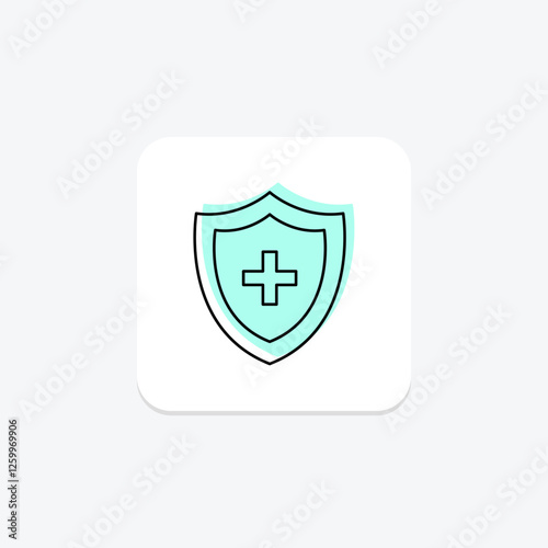 Medical Cross color shadow thinline icon, vector, pixel perfect, illustrator file