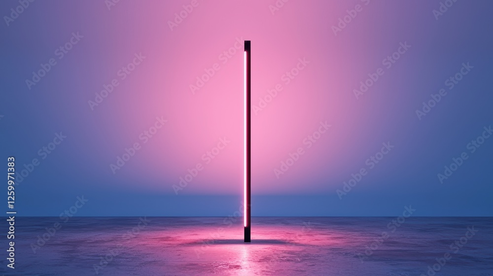 Illuminated neon pole at dusk urban setting digital art modern aesthetic minimalistic viewpoint Illuminated neon pole at dusk urban setting digital art modern aesthetic minimalistic viewpoint