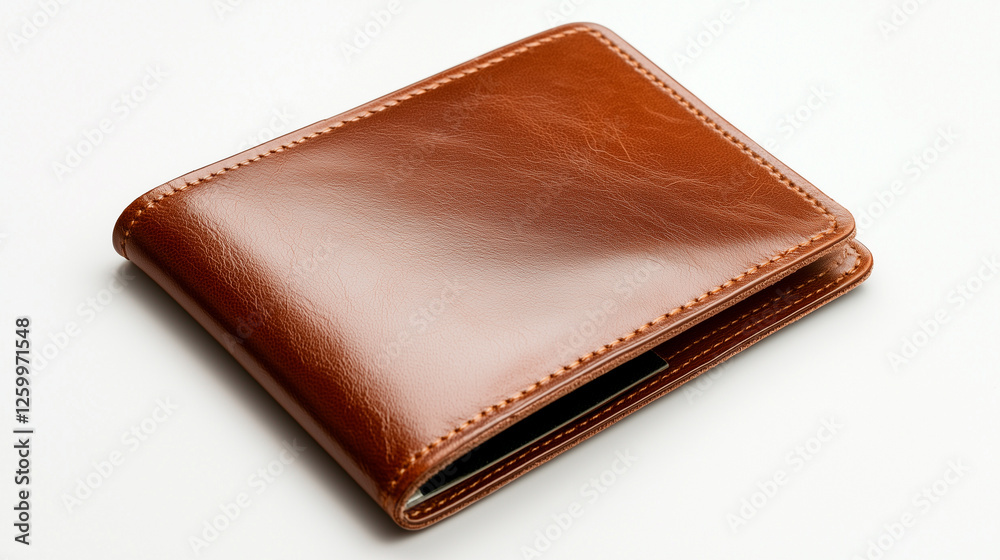 Brown Leather Wallet on White Background Brown Leather Wallet on White Background