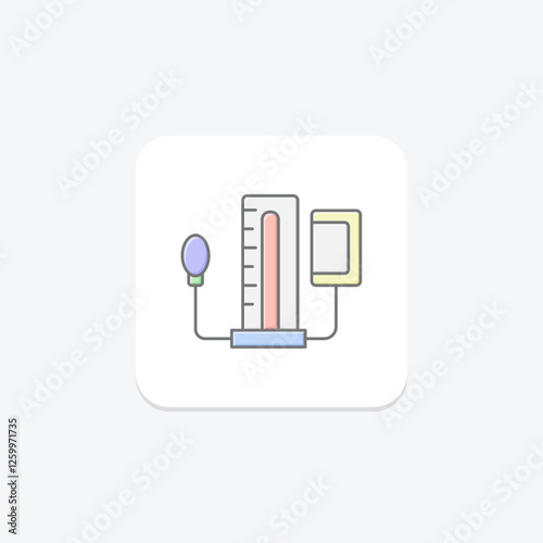 Blood Pressure Cuff lineal color icon, vector, pixel perfect, illustrator file