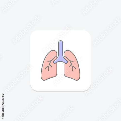 Lungs lineal color icon, vector, pixel perfect, illustrator file