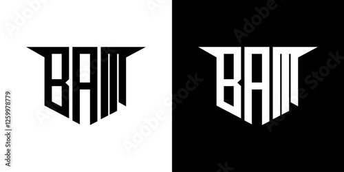 BAM letter logo design with white background in illustrator, vector logo modern alphabet font overlap style, calligraphy designs for logo, Poster, Invitation, etc.