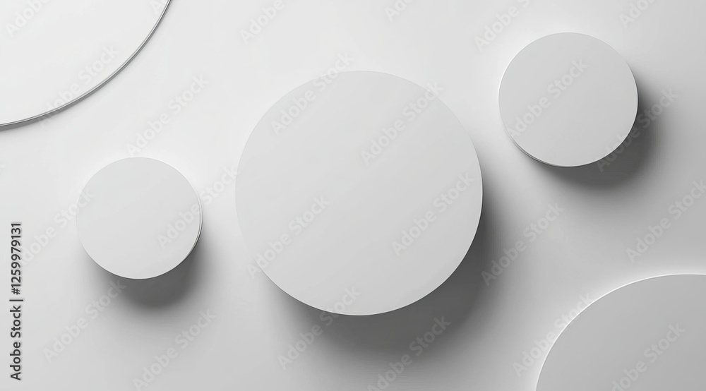 Abstract white background with geometric shapes and shadows for modern design or presentation. light gray backdrop with space for text.