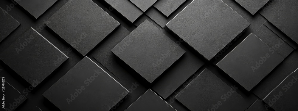 Minimalist black background with geometric patterns for design, featuring white space in the center for text. Ideal for sleek banners and abstract wallpapers.