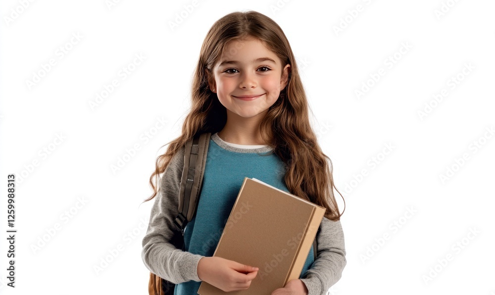 Happy girl student holding book, smiling. Happy girl student holding book, smiling.