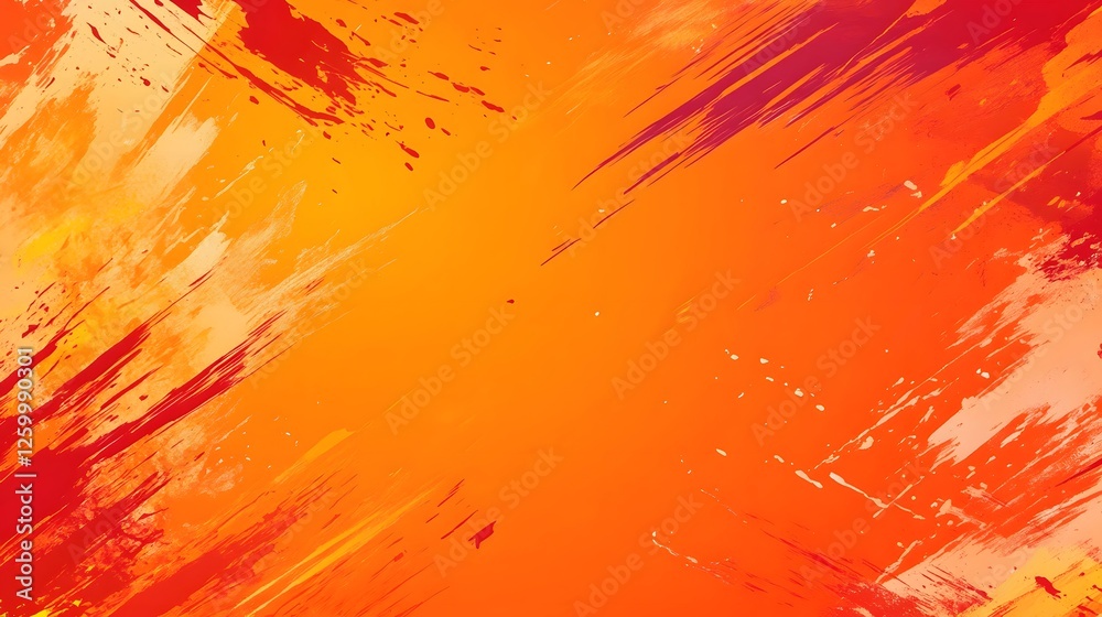An abstract artwork features orange red and white paint strokes An abstract artwork features orange red and white paint strokes