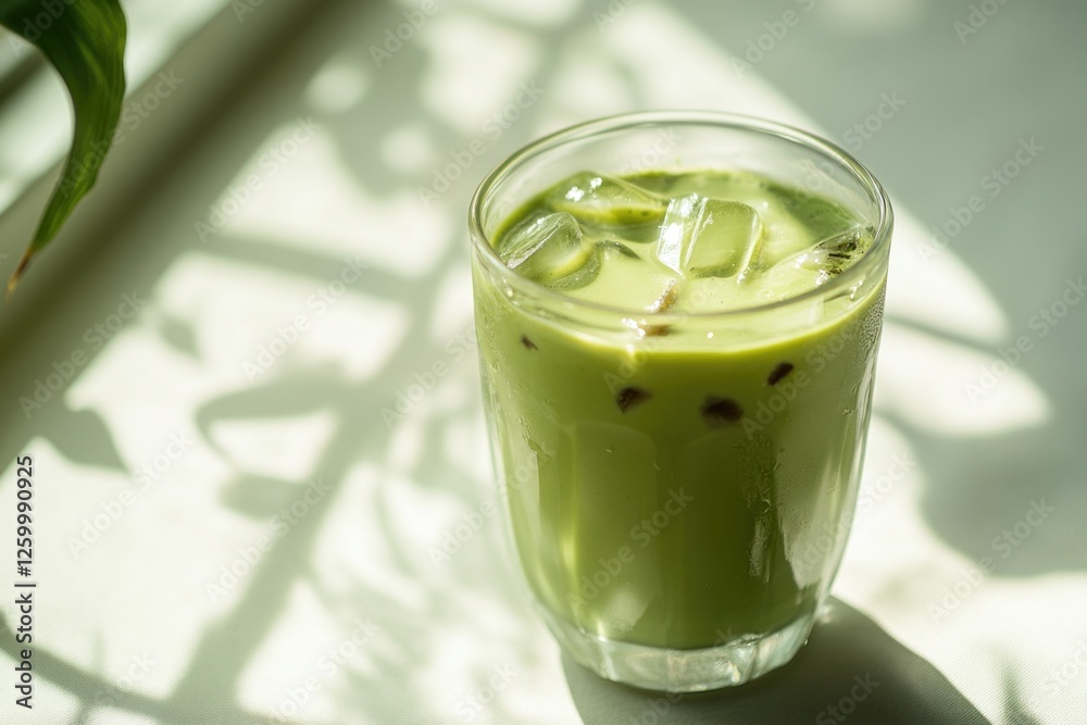 Cold beverage with mint leaves and ice cubes. Cold beverage with mint leaves and ice cubes.