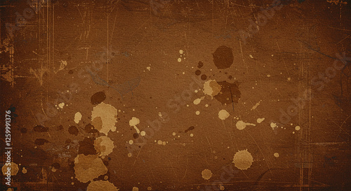 Vintage brown background with vintage grunge texture and watercolor paint stain design in dark earthy chocolate or brown colors