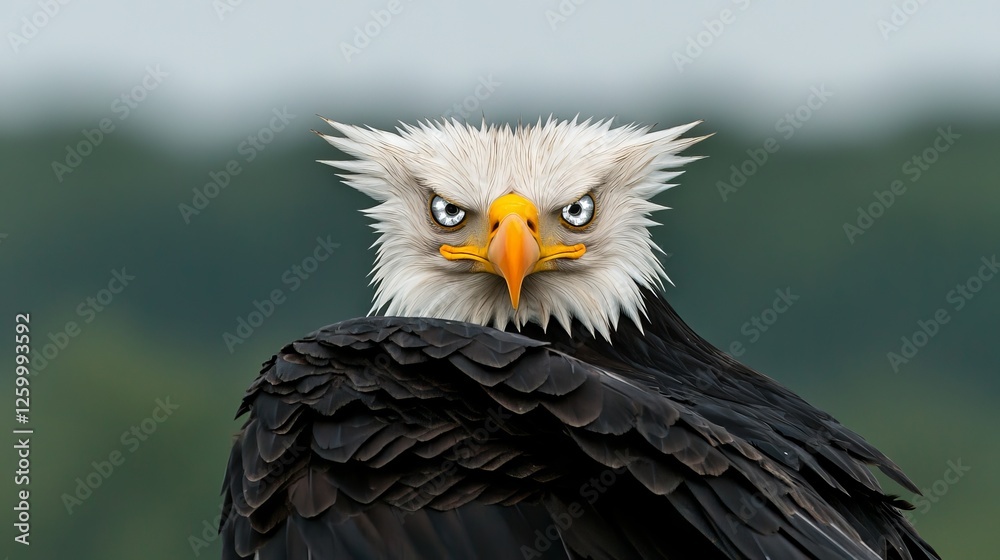 Obraz premium Majestic Bald Eagle Portrait Natural Habitat Wildlife Photography Calm Environment Close-Up View Wildlife Conservation Theme