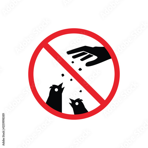 prohibited and danger signs. do not feed poultry. prohibited from feeding animals