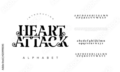 Heartattack typography beauty fashion elegant minimalist serif italic fonts decorative wedding vintage retro logos. Minimal luxury font alphabet logo. Vector illustration