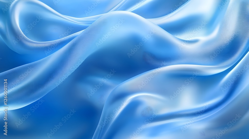 Obraz premium Silky blue fabric flowing in gentle graceful and calming waves