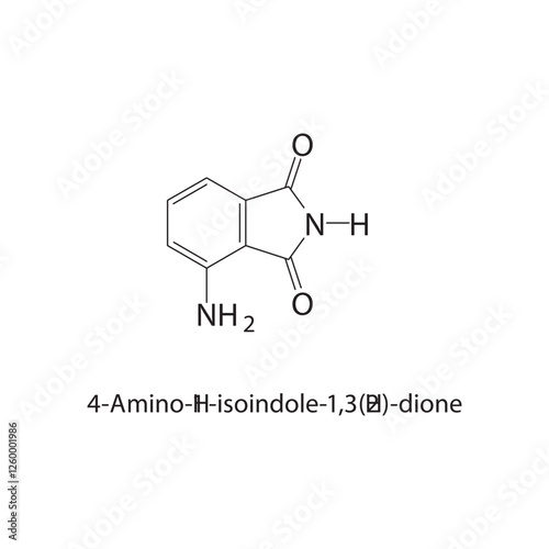 4-Amino-1H-isoindole1,3(2H)-dione skeletal structure.Isoindole derivative compound schematic illustration. Simple diagram, chemical structure.