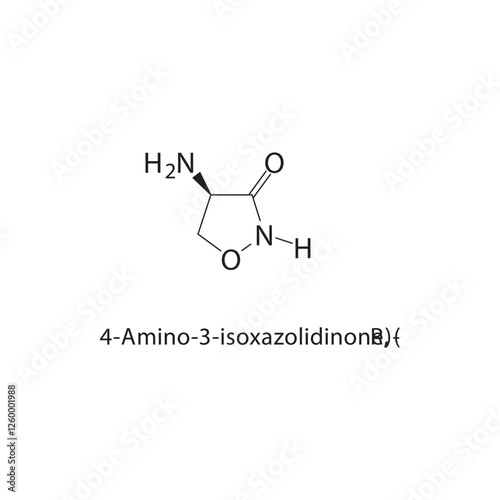 4-Amino-3-isoxazolidinone, (R)- skeletal structure.Isoxazolidinone derivative compound schematic illustration. Simple diagram, chemical structure.