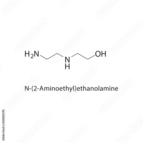 N-(2-Aminoethyl)ethanolamine skeletal structure.Amino alcohol compound schematic illustration. Simple diagram, chemical structure.