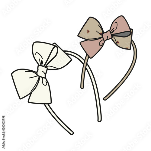 Metallic bow headbands for girls with tulle mockup template vector design.