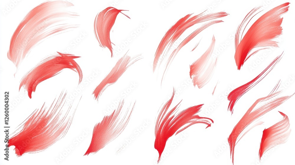 Fototapeta premium Abstract red watercolor brush stroke elements on a white background