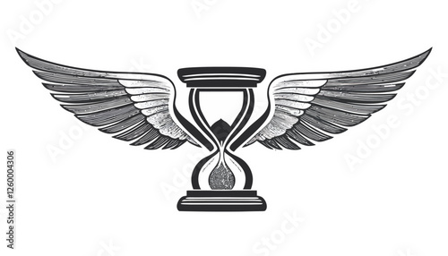 Winged Hourglass Symbolizing Time, Freedom, and the Passage of Life