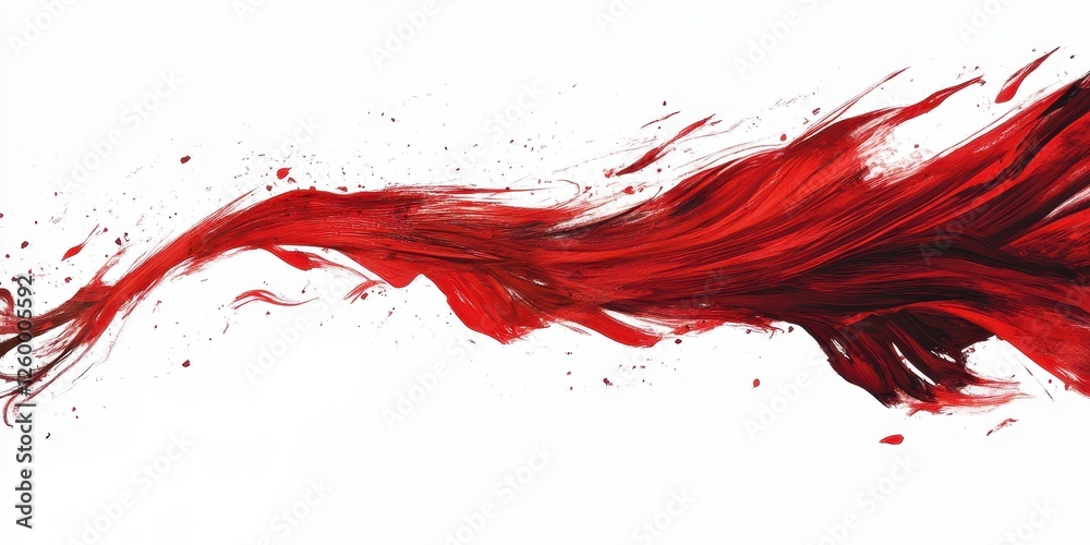 Dynamic fluid movement displayed through a stroke of scarlet red Dynamic fluid movement displayed through a stroke of scarlet red