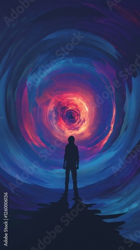 Wallpaper Mural Silhouette faces swirling vortex of vibrant color in the distance Torontodigital.ca