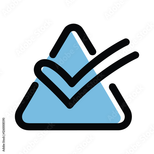 A stylized light-blue triangle with a double check mark, signifying approval or success.