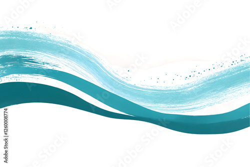 Abstract teal and white wave design element with a transparent background. Perfect for website banners, headers, or graphic design projects