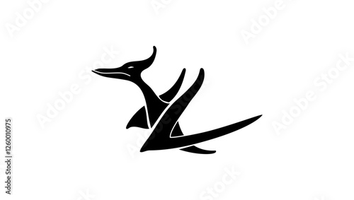 Pterodactyl symbol, black isolated silhouette