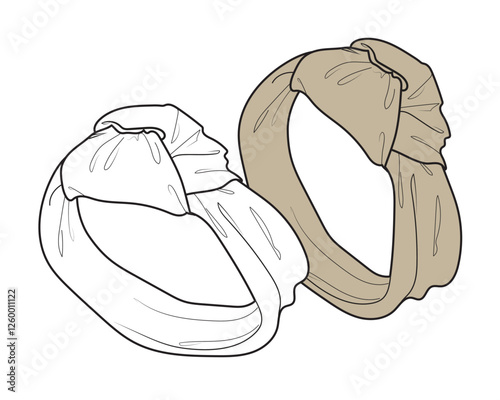 Women's turban vector mockup template technical flat design
