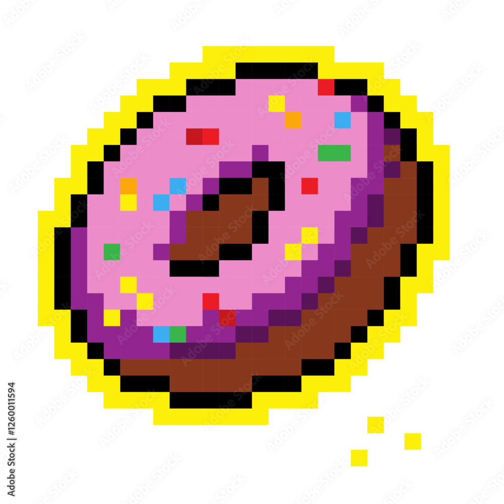 Pixel donut isolated on white background. Pixel donut isolated on white background.