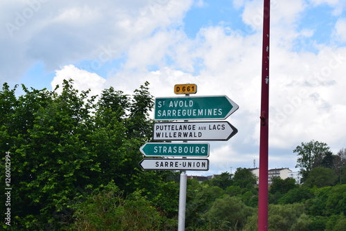 Way sign to towns in northern France  photo