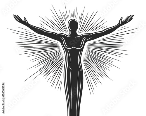 Spiritual Awakening Depicted Through Radiant Human Form and Cosmic Light